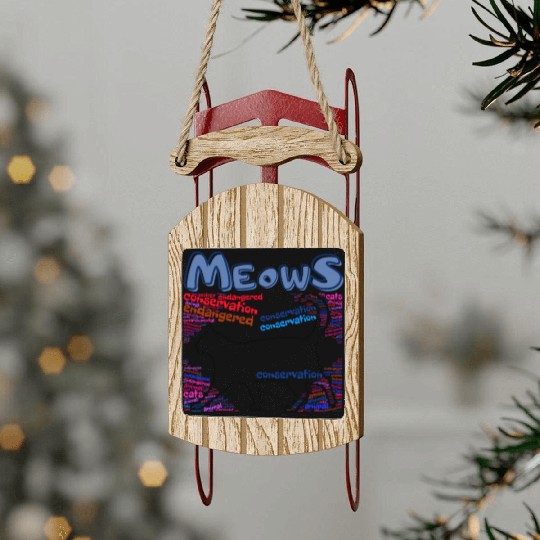 Meows Black Cat Sled Ornaments
