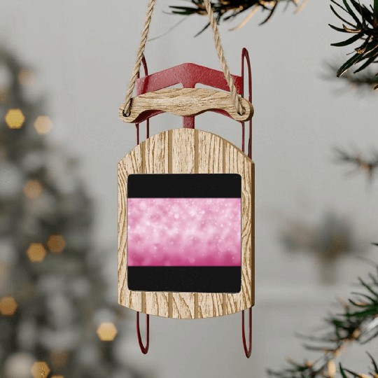 Pink Bokeh Christmas Snowflakes Sled Ornaments