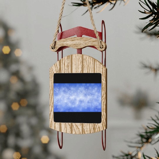 Blue Christmas Snowflakes Bokeh Winter Sled Ornaments