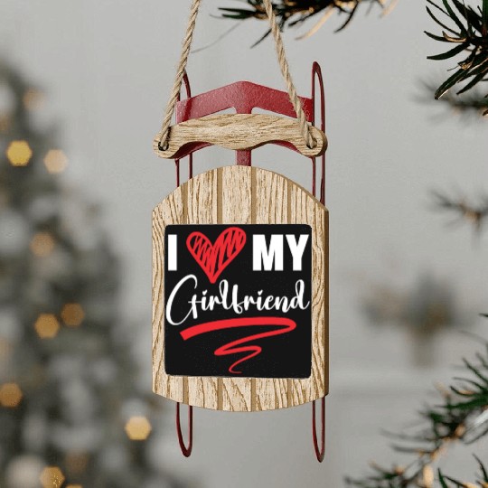 I Love My Girlfriend Valentines Day Cupid Love Sled Ornaments