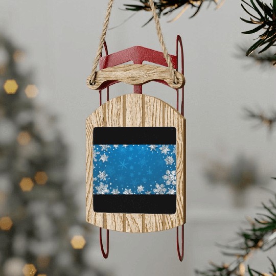 Winter Snowflakes Navy Blue Pattern Sled Ornaments