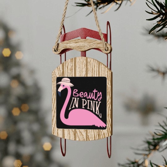 Beauty In Pink Flamingo Whisperer Wading Bird Sled Ornaments
