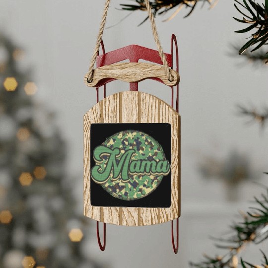 Camo Mama Sled Ornaments, Camo sublimation design,