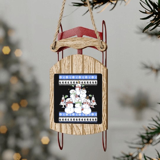 Snowman Christmas Tree Sled Ornaments