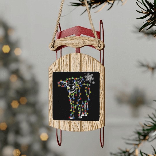 Cow Christmas Light Tree Cow Xmas Snow Lover Sled Ornaments