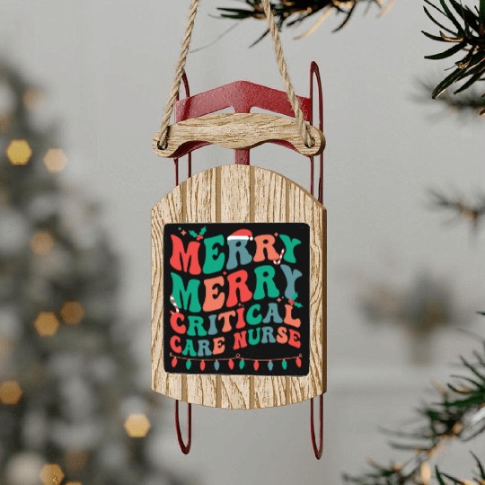 Critical Care Nurse Christmas Critical Care Xmas Sled Ornaments