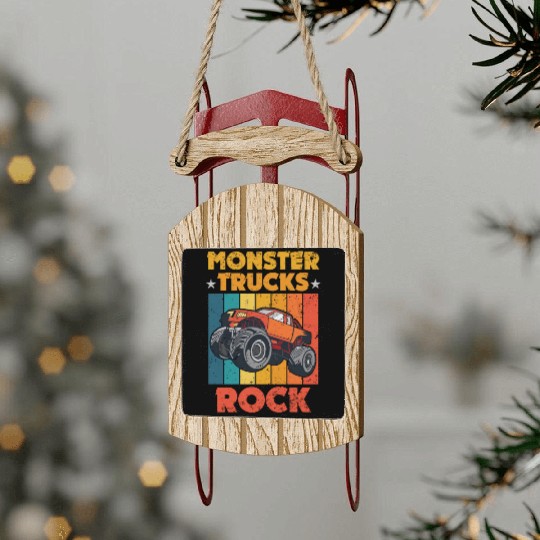 Awesome Monster Trucks Rock Tricks Stunts Wheelies Sled Ornaments