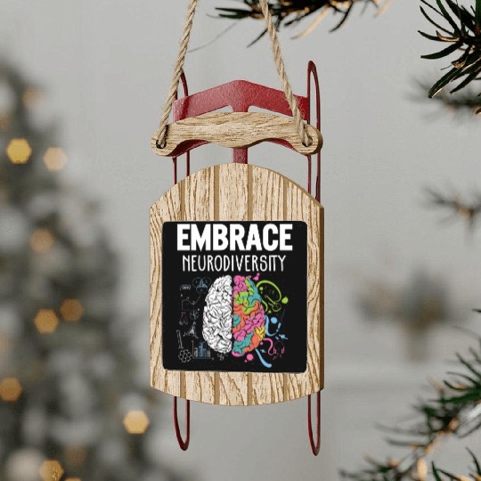 Embrace Neurodiversity Brain Adhd Autism Awareness Sled Ornaments