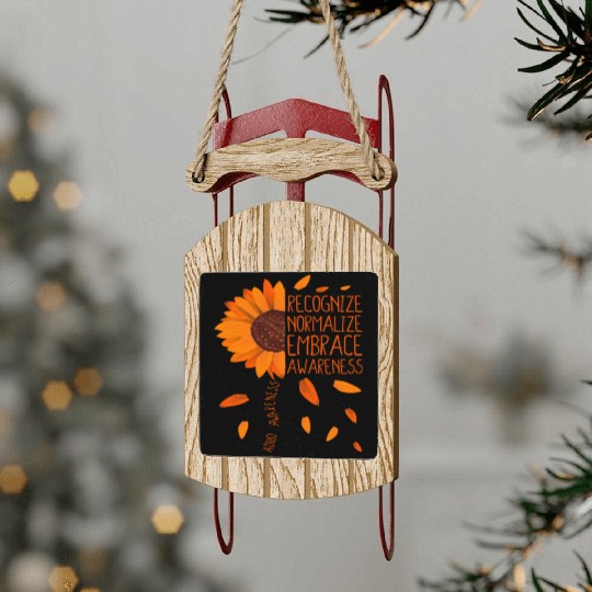 ADHD Awareness Sunflower Embrace Neurodiversity Sled Ornaments