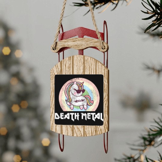 Goth Rock Satan Unicorn Festivals Death Metal Sled Ornaments