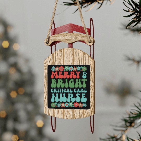 Critical Care Nurse Christmas Critical Care Xmas Sled Ornaments
