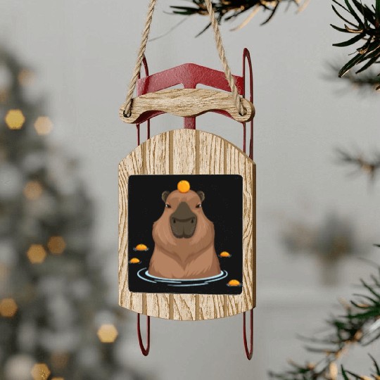 Funny Capybara Oranges Rodent Guinea Pig Lover Pun Sled Ornaments