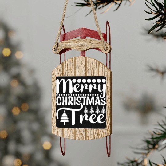 Merry Christmas Tree Sled Ornaments