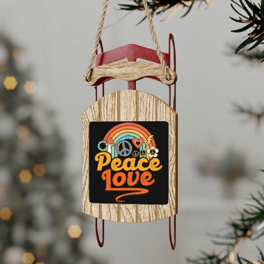 Peace love hippie Sled Ornaments