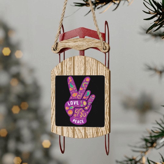 Peace love hippie Sled Ornaments