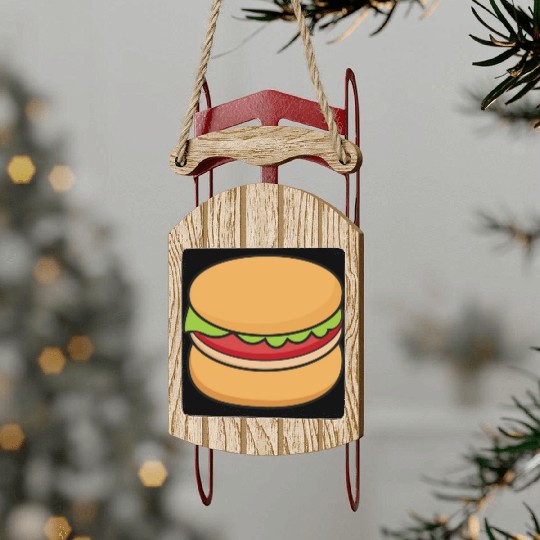 very cute delicious burgers Sled Ornaments