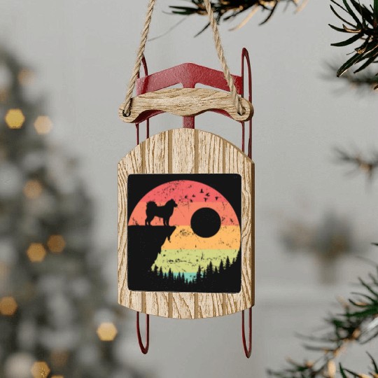Alaskan Malamute at Sunrise in the Forest Sled Ornaments
