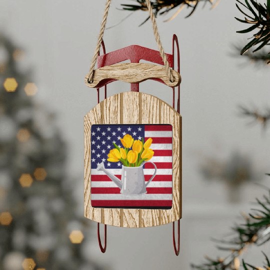 Tulip Gardening Sled Ornaments