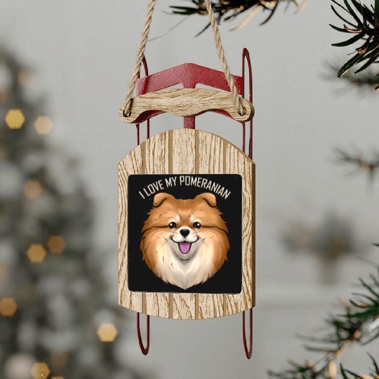 Dog Lover - I Love My Pomeranian Sled Ornaments