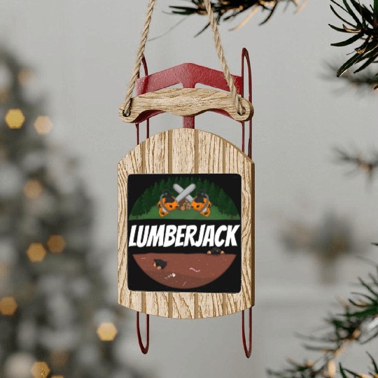 Lumberjack Chainsaw Sled Ornaments