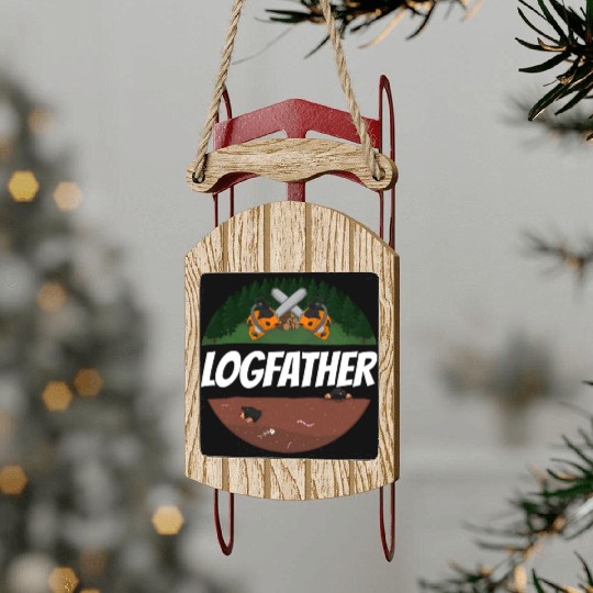 Logfather Lumberjack Chainsaw Sled Ornaments