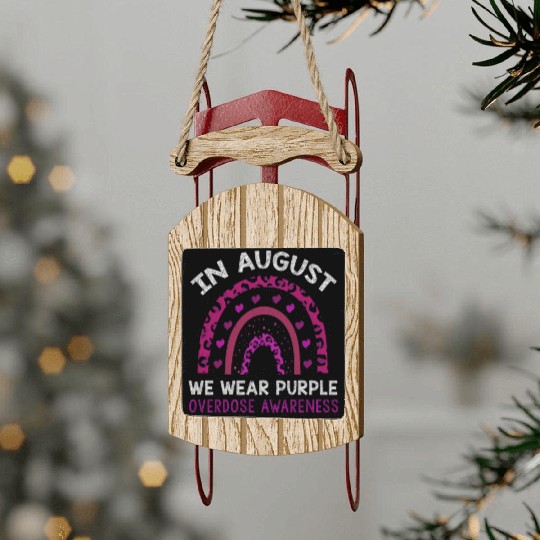 August Wear Purple Overdose Awareness Month Sled Ornaments