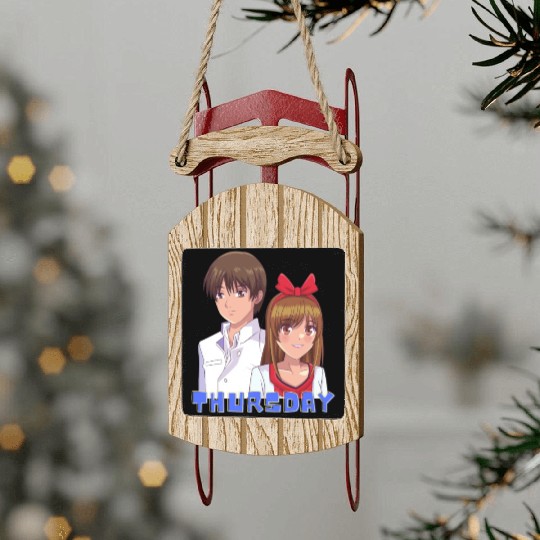 Anime Boy and Girl Day of The Week Thursday Sled Ornaments