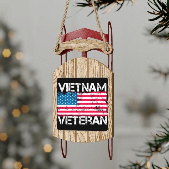 Vietnam Veteran Vintage Us Flag Military Vet Sled Ornaments