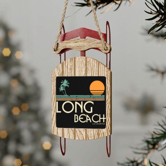 Vintage Long Beach California Sled Ornaments