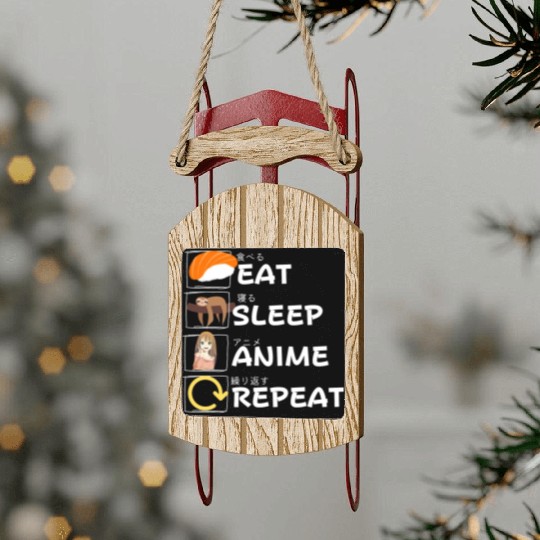 Eat Sleep Anime Repeat Sled Ornaments, Anime Manga