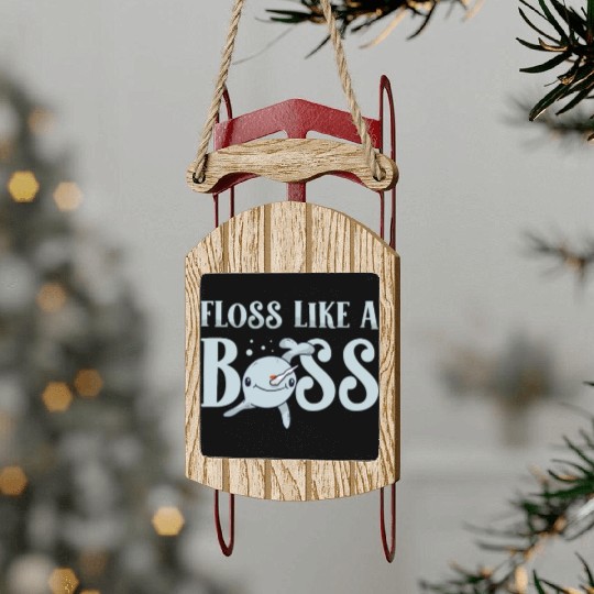 Floss Like A Boss Sea Unicorn Animal Lover Narwhal Sled Ornaments