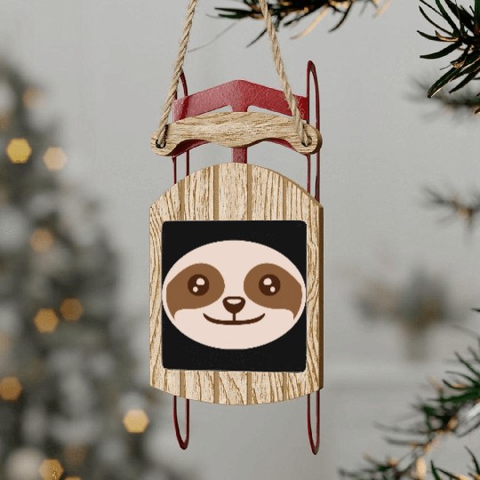 Round sloth face design Sled Ornaments