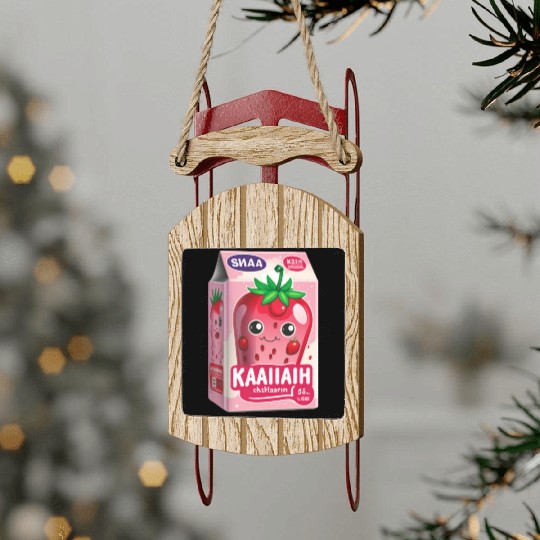 Strawberry Milk Kawaii Sled Ornaments