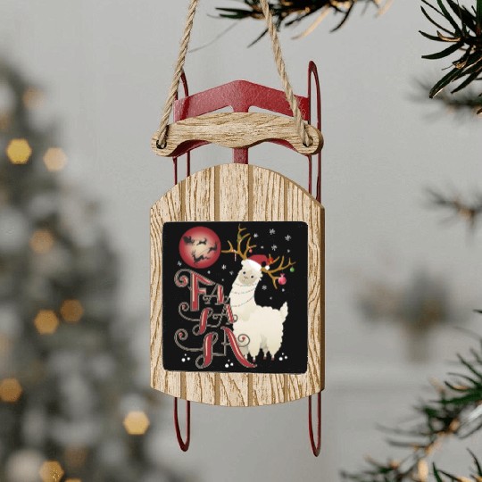 Fa la la llama xmas christmas Sled Ornaments