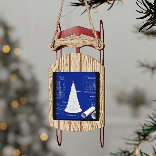 Christmas Blueprint Christmas Tree Blueprint Sled Ornaments