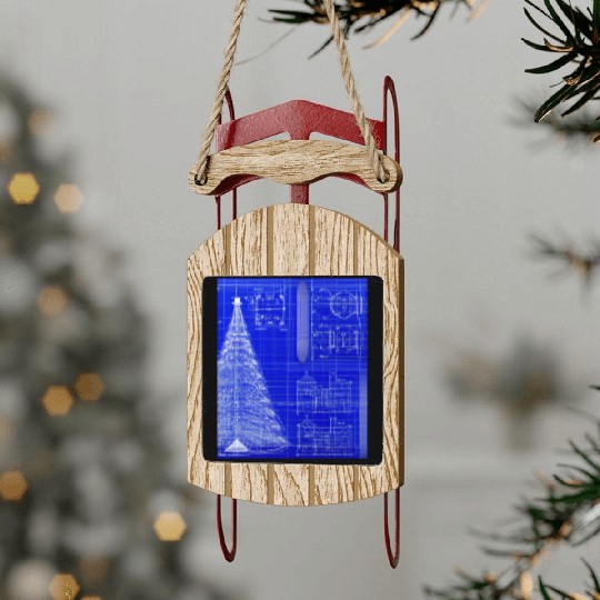 Christmas Blueprint Christmas Tree Blueprint Sled Ornaments