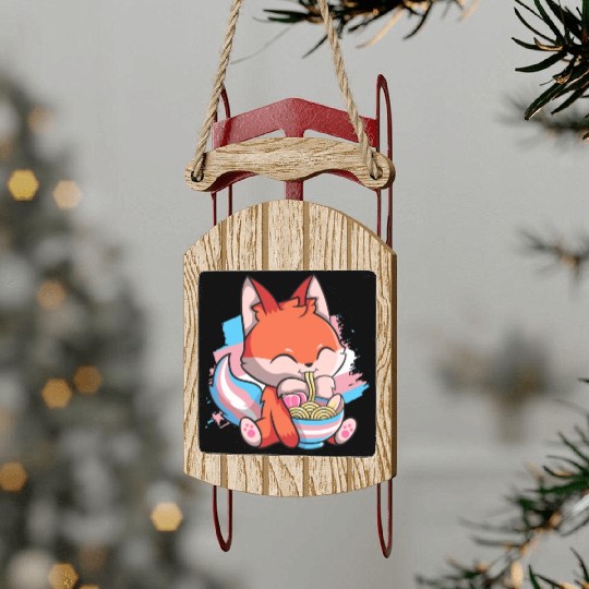 Transgender Pride Kawaii Fox Ramen Noodles Trans F Sled Ornaments