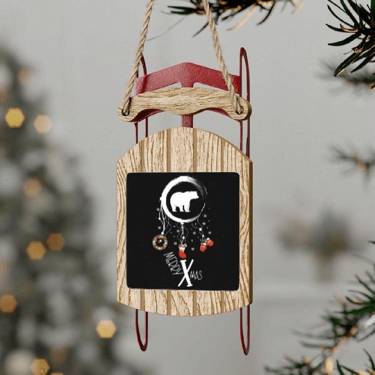 Winter dreamcatcher Christmas Bear Sled Ornaments