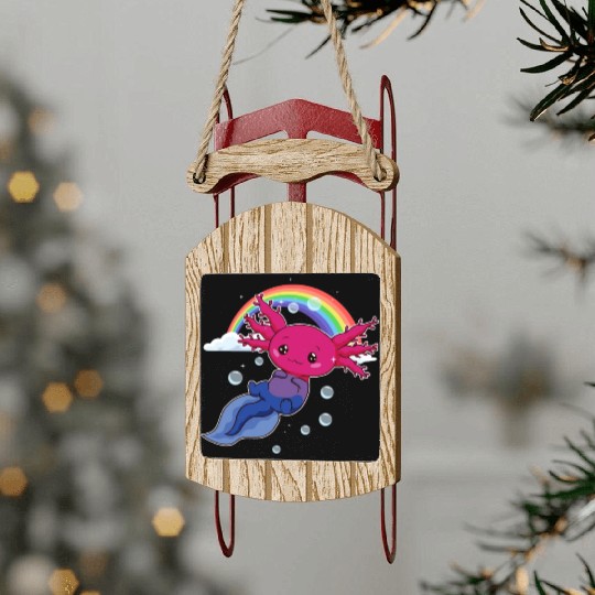 Bisexual Pride Bi Kawaii Axolotl Bisexual Flag Sled Ornaments