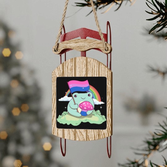 Bisexual Pride Bi Kawaii Frog Mushroom Bisexual Fl Sled Ornaments