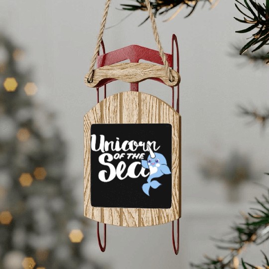 Unicorn of the sea narwhal humor Sled Ornaments
