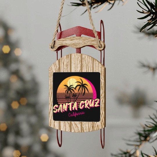 Retro Santa Cruz California Sled Ornaments