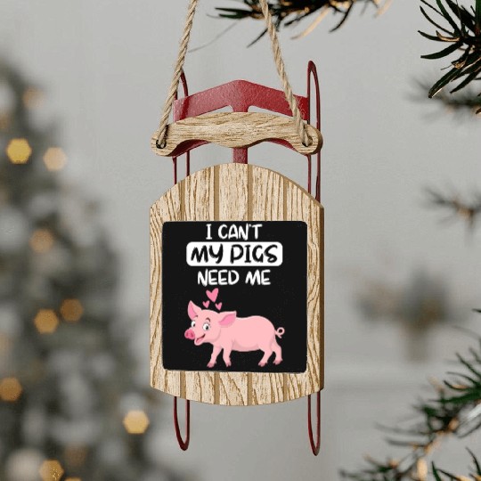 Farm Animal Piglet Farmer Funny Gift Pig Sled Ornaments