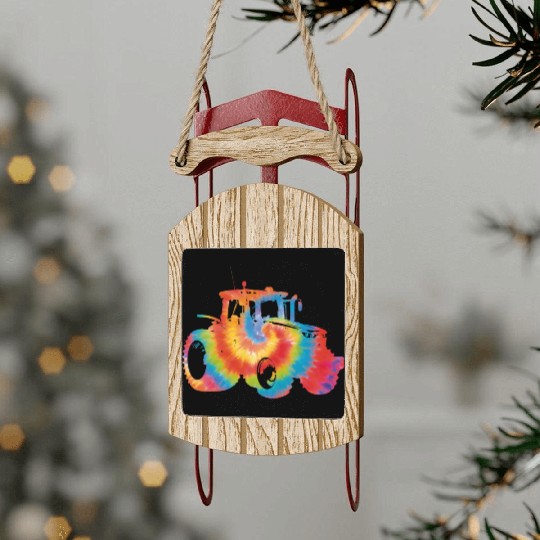 Farming Farmer Tie Dye 80s 90s Sled Ornaments