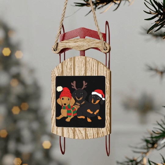 Dachshund Christmas Cute Dachshund Dachshund Lover Sled Ornaments