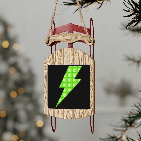 Patterned Lightning Symbol Sled Ornaments