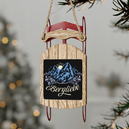 Mountain Love Sunrise Edelweiss Sled Ornaments