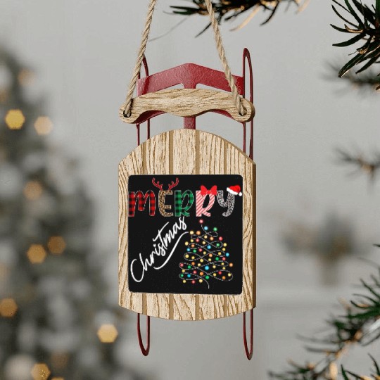 MERRY CHRISTMAS ,Christmas light Sled Ornaments