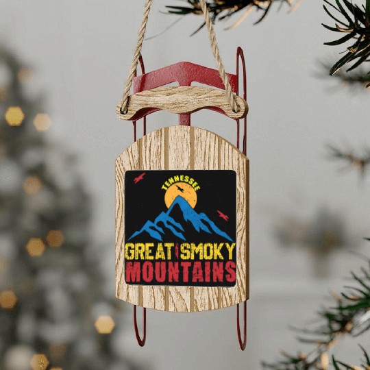 Great Smoky Mountains Tennessee Mountain Hiking Sled Ornaments