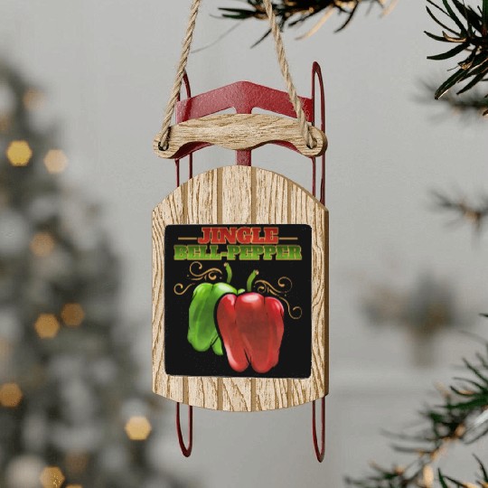 Red And Green Jingle Bell Pepper For Christmas Sled Ornaments